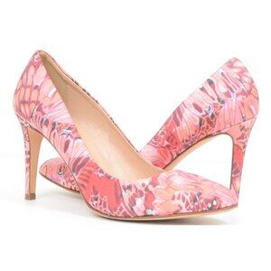 J.Crew Fabric Leather Pink Floral Made in Italy Pointy Toe Pumps Heels Women's 7